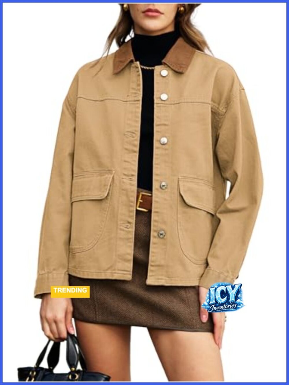Oversized Barn Denim Jacket Women Boyfriend Contrast Collar Button Down Long